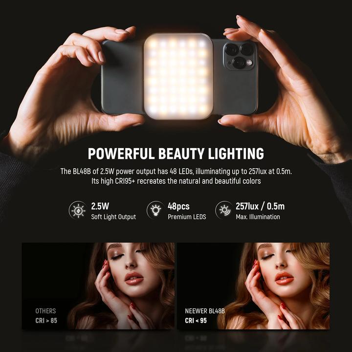 Actual product image Neewer BL48B LED magnetic selfie light (Video light)