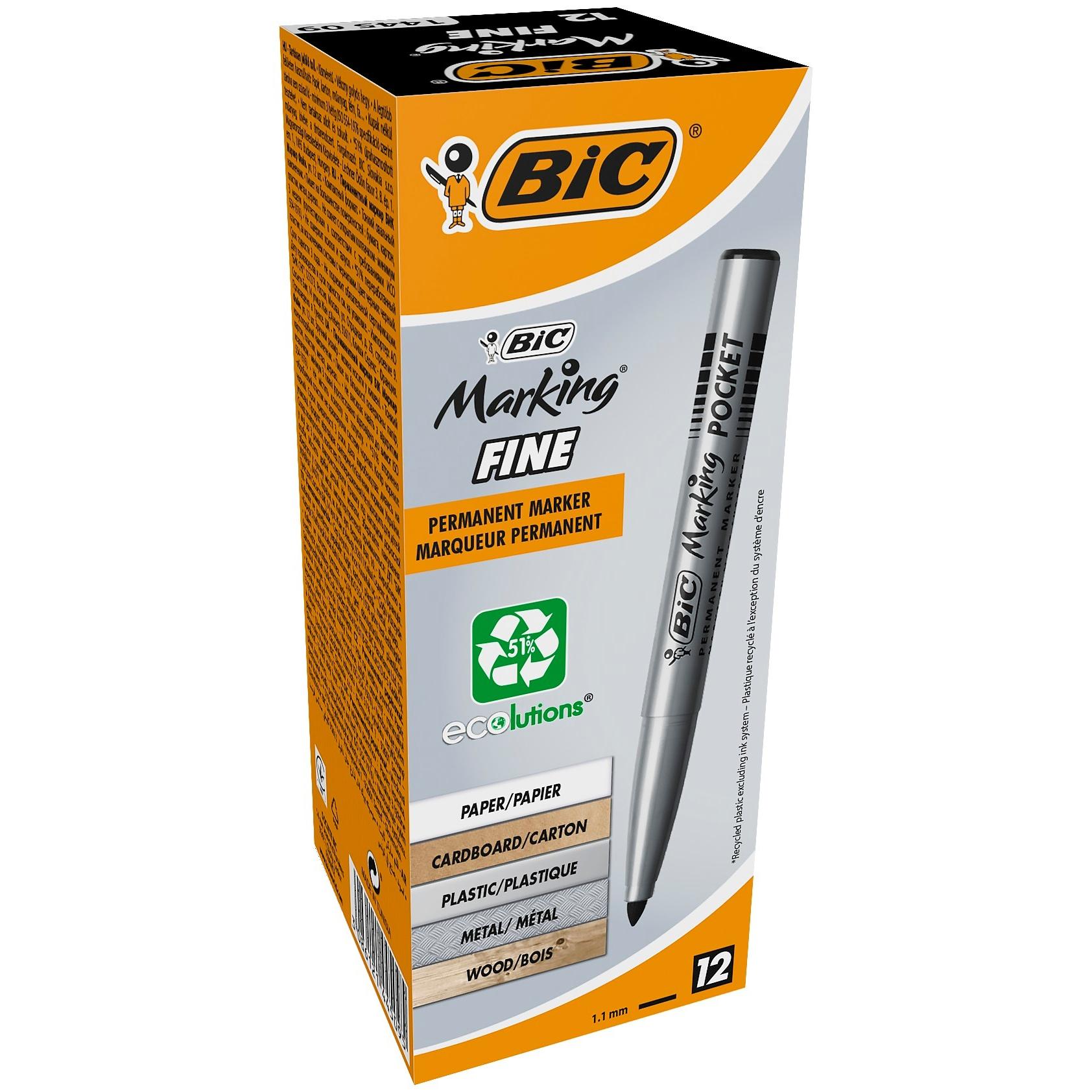 Bic, Marker, Permanent Marker ecolutions 8209022 schwarz (Schwarz, 1.10 mm, 12 x)