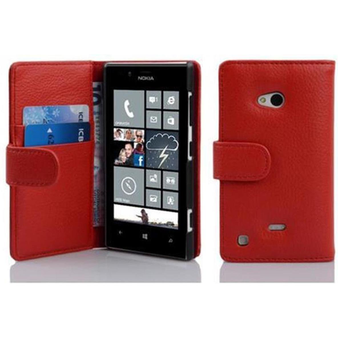Cadorabo Book mit Struktur Cover (Nokia Lumia 720), Smartphone Hülle, Rot
