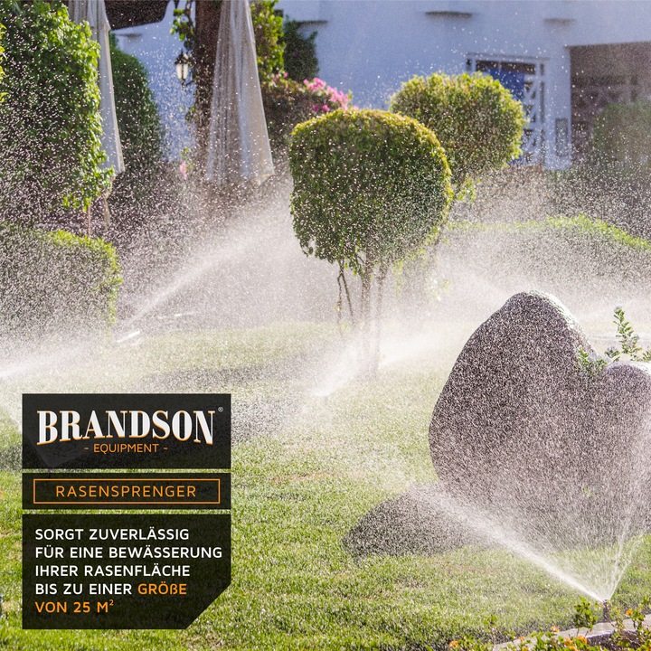 Produktbild Brandson 2x Versenkregner Rasensprinkler bis 25m², Gartensprinkler Bewässerungssystem versenkbar, frostsicher (Versenkregner)