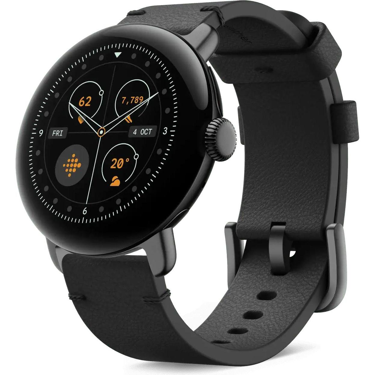 Google Leather Band (Leder), Uhrenarmband, Grau