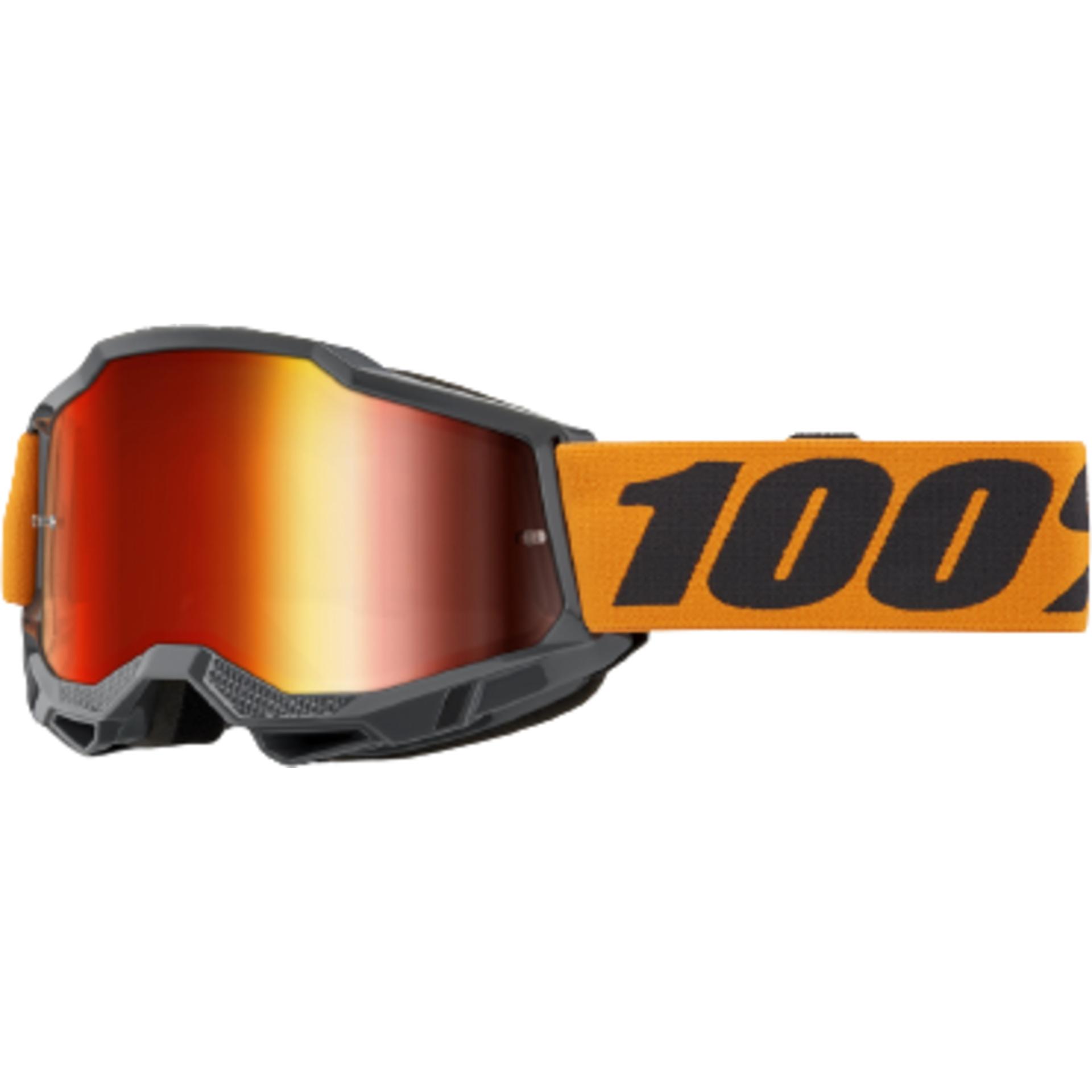 100%, Unisex, Occhiali sportivi, Occhiale ACCURI 2 Arancione - Lente Rosso Specchio (Nero Arancione, Rosso Specchio), Arancia
