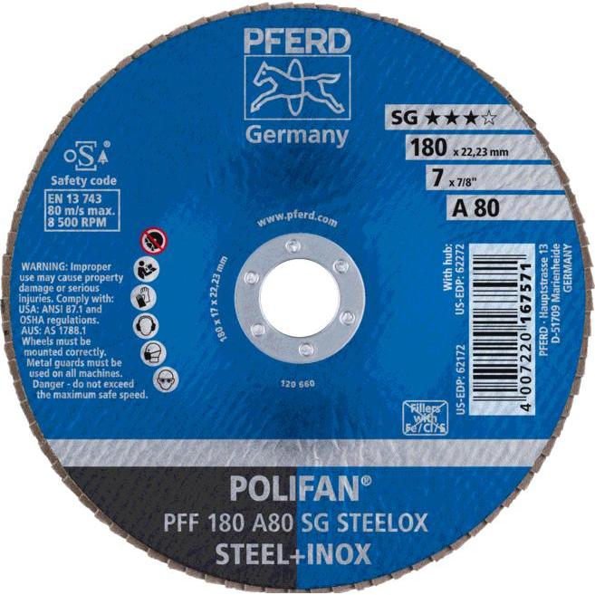 Thumbnail - Pferd, Schleifmittel, Grinding wheel PFF 180 A SG STEELOX 80 (80)