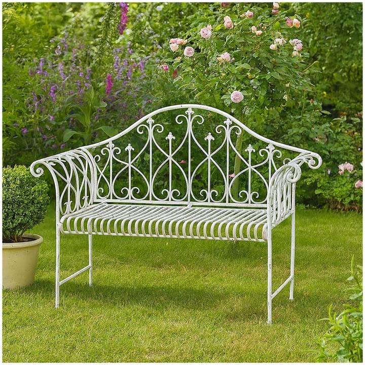 Produktbild HTI-Living Metall Gartenbank Weiss romantisch nostalgisch