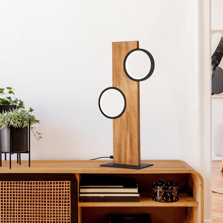 Produktbild Brilliant Cheesy LED Tischleuchte 40cm matt schwarz/holz (1300 lm)