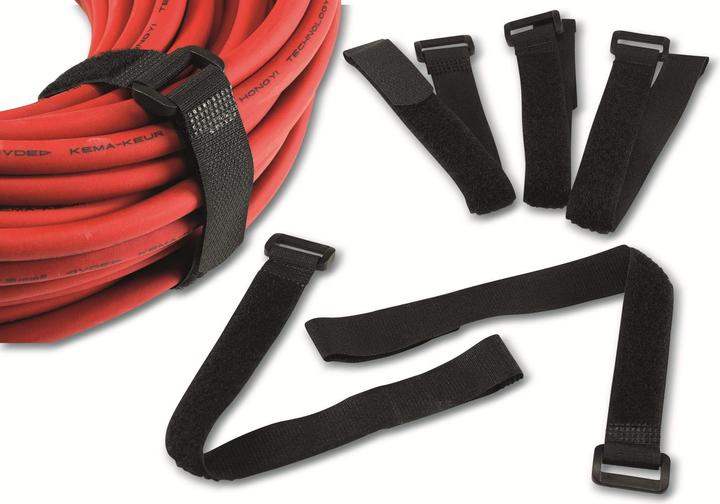 Actual product image Chilitec Velcro strap with eyelet, width 20x300mm black, loadable up to 15kg, 5 pieces (20 mm)