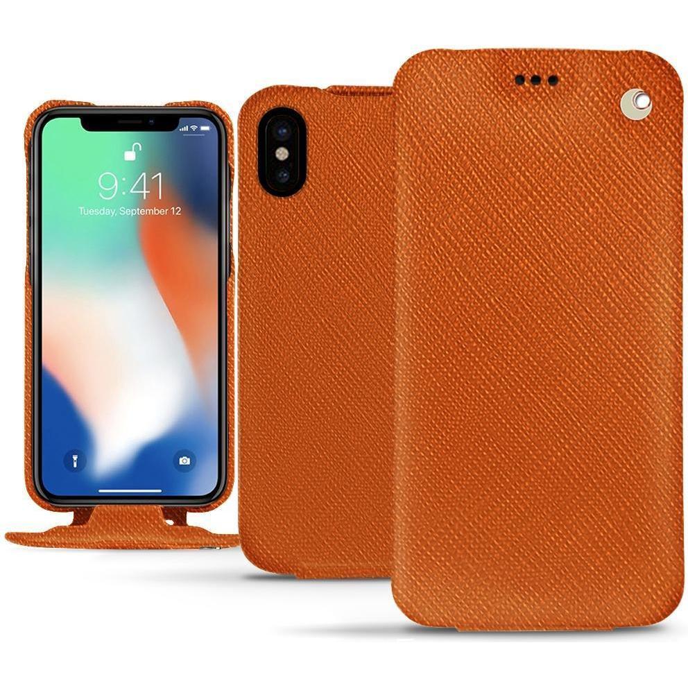 Noreve Lederschutzhülle vertikal (Apple iPhone XS Max), Smartphone Hülle, Orange