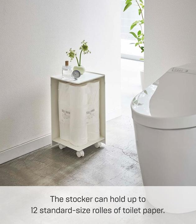 Actual product image Yamazaki Toilet roll storage with rolls TOWER
