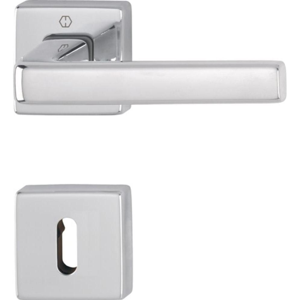 Hoppe, Türgriff + Fenstergriff, Rosettengarnitur Dublin 1124 / 843KV/843KVS Aluminium F249 eckig OB DIN links / rechts D...