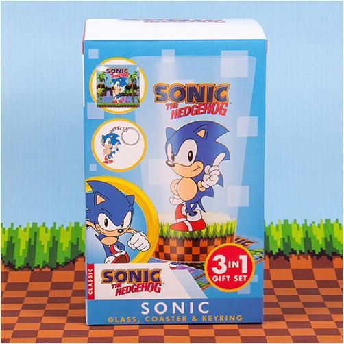 Fizz Creations Sonic the Hedgehog - Set di tazza, sottobicchiere e portachiavi, Tazza, Trasparente