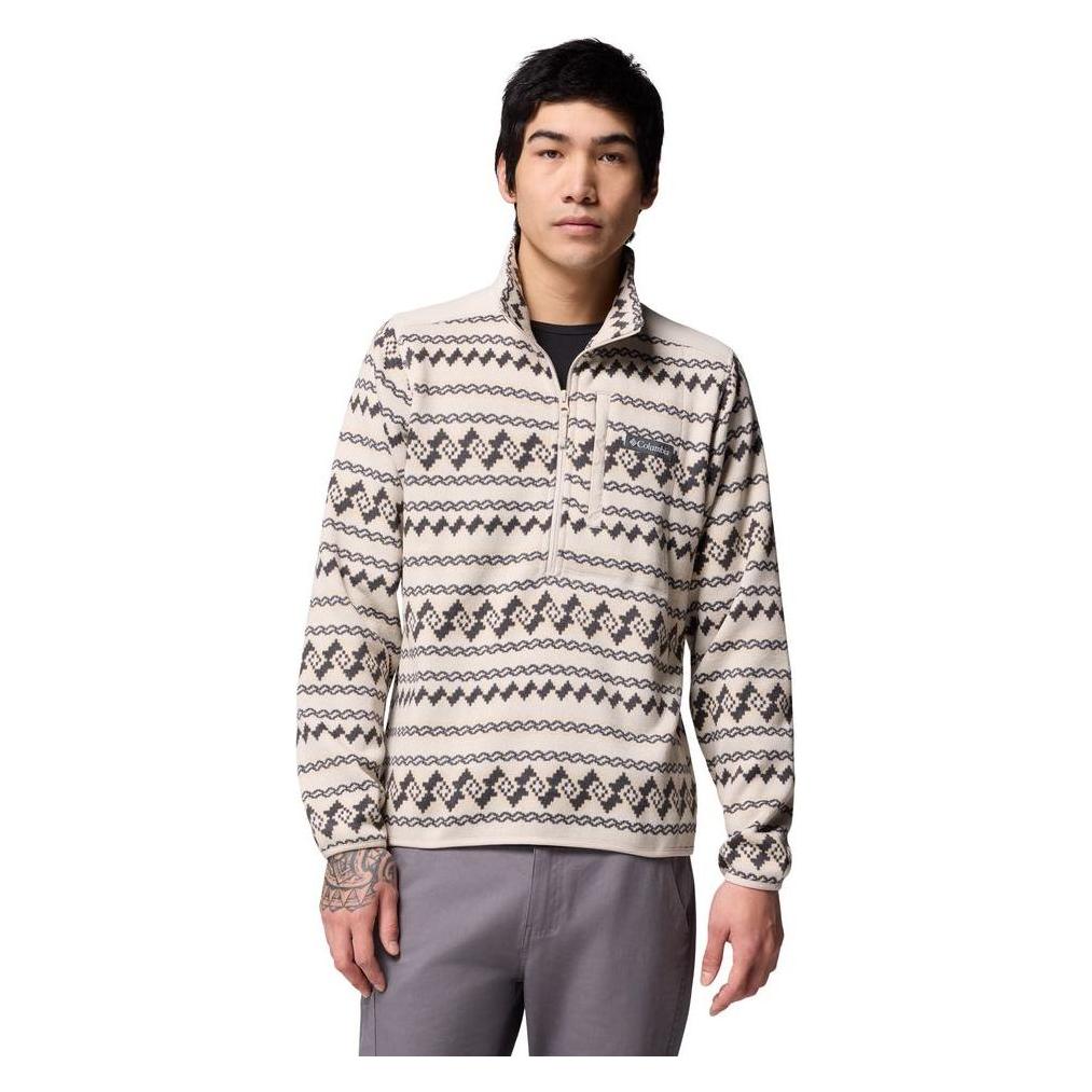 Columbia, Herren, Pullover, Sweater Weather Printed Half Zip Ii, Grau, Beige, (L)