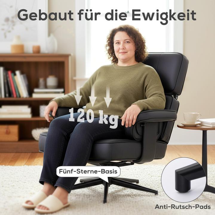 Produktbild Homcom Relaxsessel Kunstleder, Metall Schwarz
