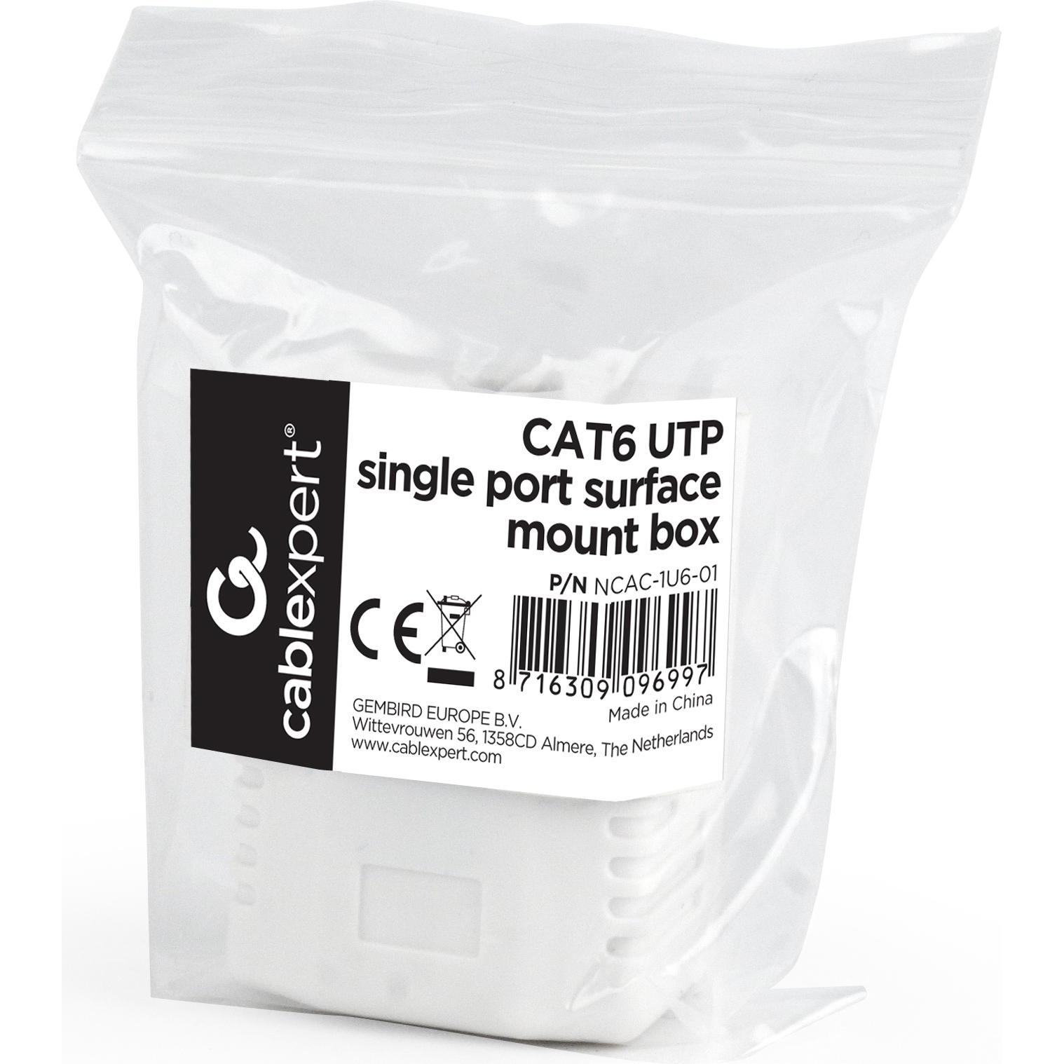 Thumbnail - Gembird NCAC-1U6-01 CAT6 UTP mount box, Elektronikzubehör + Gehäuse, Weiss
