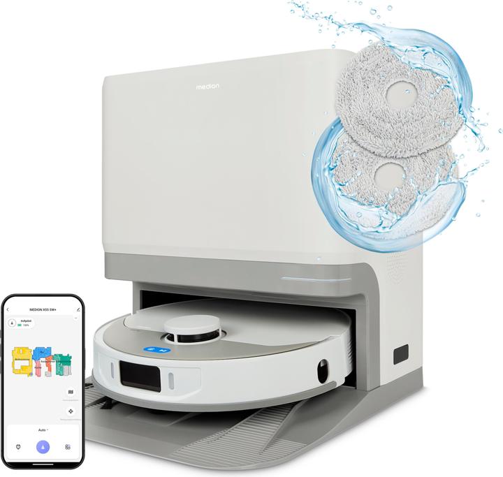 Produktbild Medion Saug- und Wischroboter MD 12039 X55 SW+ Grau/Weiss (10000 Pa)