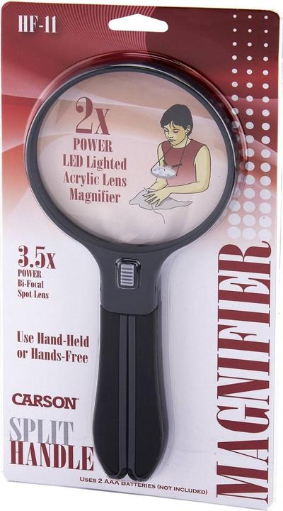 Actual product image Carson Optical HF-11 split handle magnifier Freehand magnifier with illumination