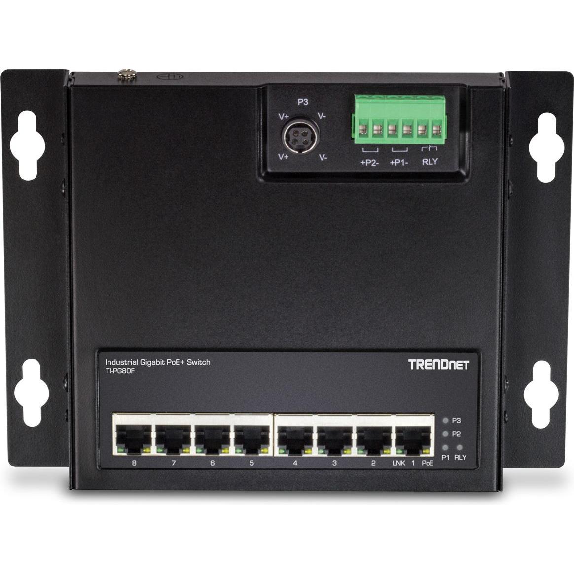 Thumbnail - Trendnet Industrie Switch 8 Port Gbit Unman. PoE+ FA (8 Ports), Netzwerk Switch, Schwarz