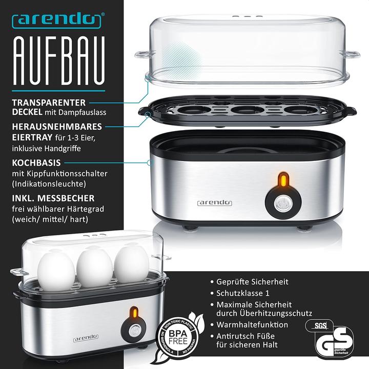 Actual product image Arendo Frühstücks-Set: Wasserkocher, Toaster und Eierkocher (1.50 l)