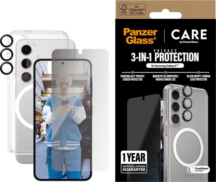 Produktbild PanzerGlass CARE by ® Flagship 3-in-1 Privacy Set Samsung Galaxy S 2025 (1 Stk., Samsung Galaxy S25)