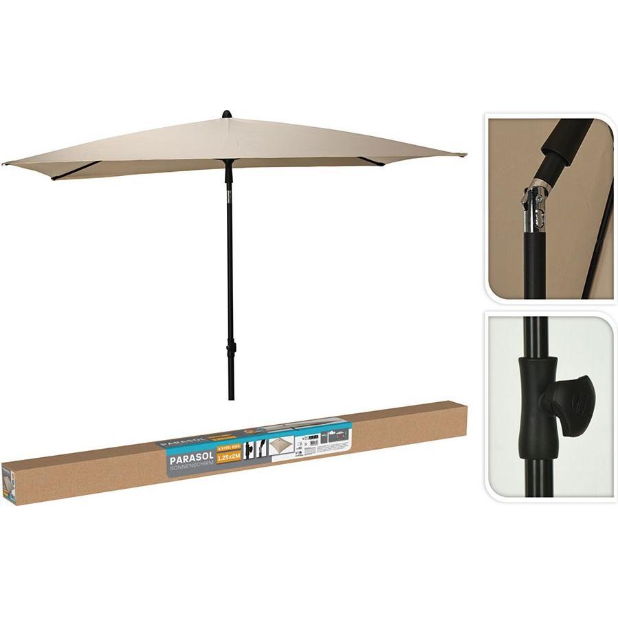 Koopman, Ombrellone, Beige rectangular sun parasol, 125 x 200 cm (1.25 m)