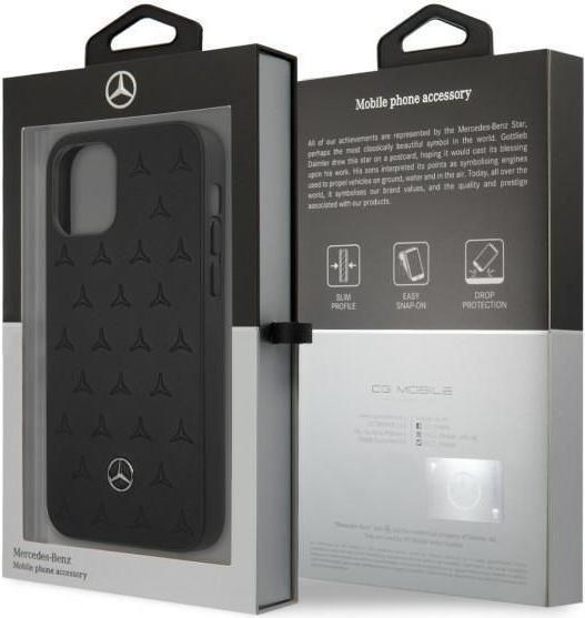 Immagine prodotto Mercedes MEHCP12LPSQBK Custodia rigida per iPhone 12 Pro Max 6,7" in pelle nera con motivo a stelle (Apple iPhone 12 Pro Max)