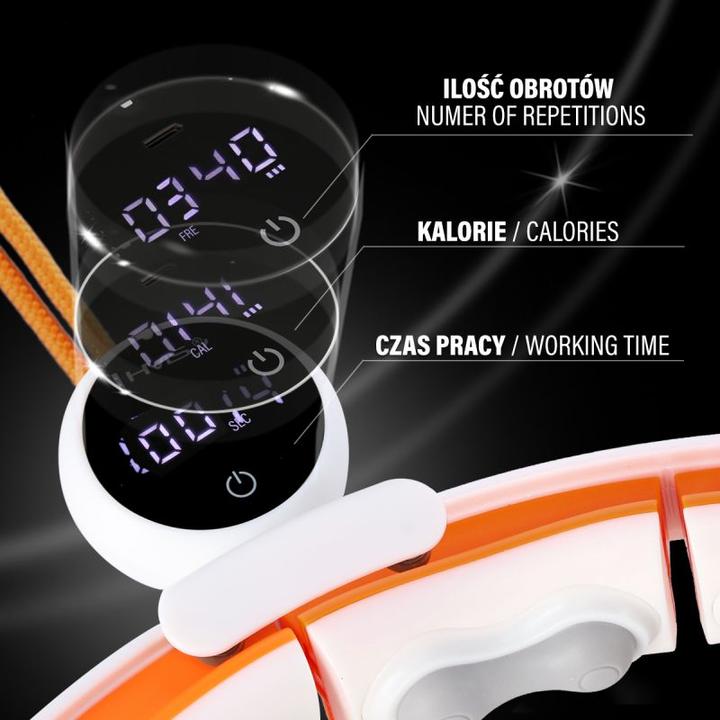 Image du produit HMS Hhm21 Hula Hoop Blanc/Orange Avec Aimants Tpe Patte Et Poids + Compteur (90 cm, 800 g)