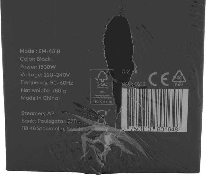 Actual product image Steamery Stockholm Cirrus No.2 Steamer -vaatehöyrytin, mattamusta (1500 W, 15 g/min)