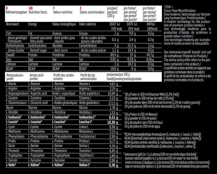 Nährwerte und Zutaten Body Attack Extreme Iso Whey (Banane, 1 x, 1000 g)