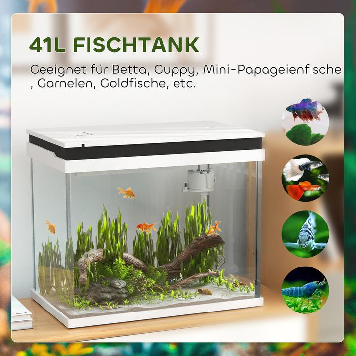 Image du produit PawHut Aquarium Glas, ABS Weiss (41 l)