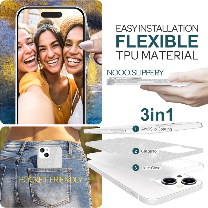 Produktbild Nalia Glitzer Hülle (Apple iPhone 15)
