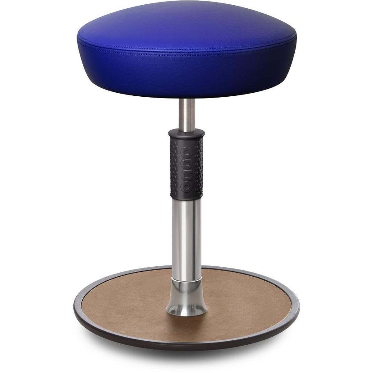 Ongo, Bürostuhl, Sitz- Stehhocker Free Regular Hutsitz Boxmark Leder blau chrom /Natur