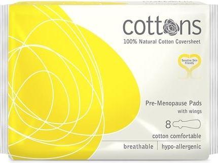 Produktbild Cottons Binden aus 100% natürlicher Baumwolle Vor-Menopause Binden mit Flügeln 8er Pack Hypo-Allergene (8 x)