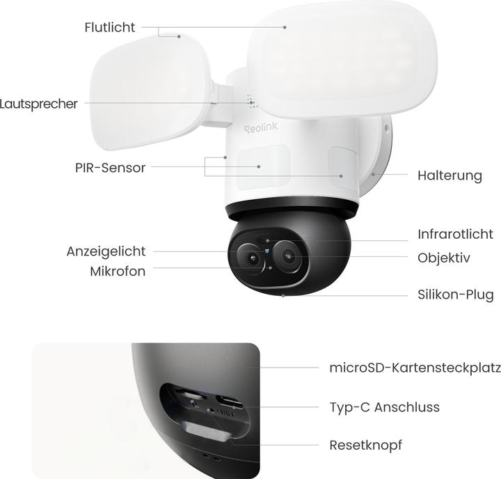 Actual product image Reolink Floodlight F850W 360° 4K WiFi Kamera (1920 x 1080 Pixels, 3840 x 2160 pixels)
