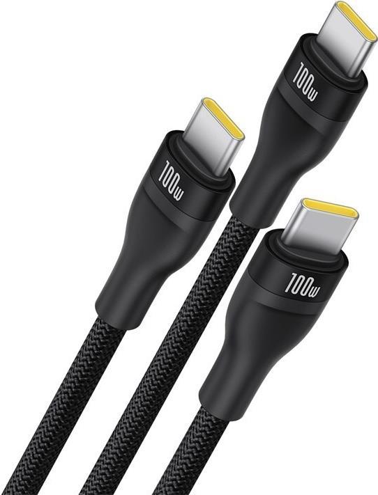 Actual product image Baseus Flash Series Typ C auf C+C+C Schnellladekabel 480 Mbps Schwarz (1.50 m, USB 3.0, 100 W)