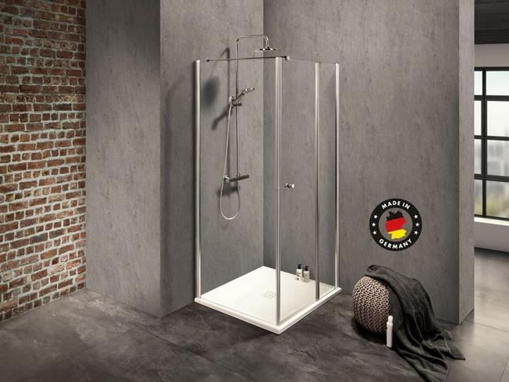 Actual product image Dusbad Shower cubicle/ shower enclosure Shower bath 2 hinged doors on fixed part on the right + shower (75 cm, 75 cm)