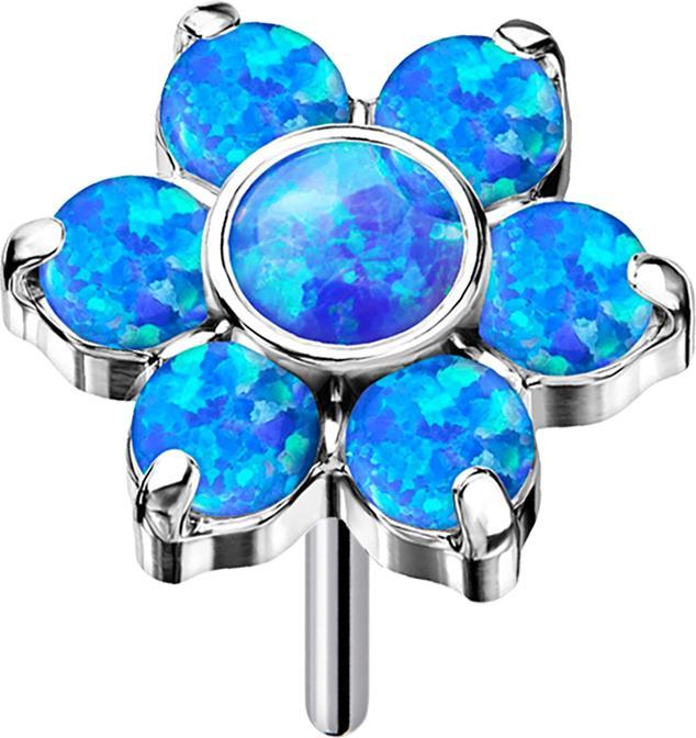Immagine prodotto Star Piercing Threadless fiore d'argento opali blu (senza ottone, Titanio)
