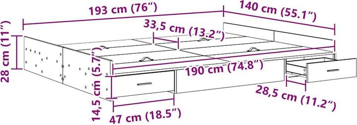 Produktbild VidaXL Stauraumbett (140 x 190 cm)
