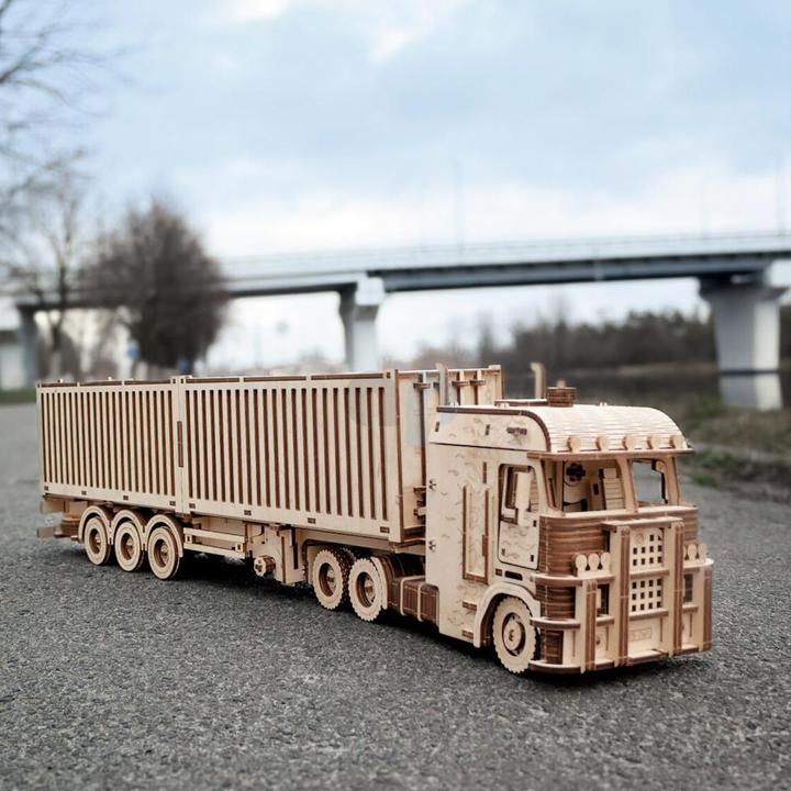 Produktbild Eco Wood Art 3D Holz Modellbausatz - Containerauflieger für Road King Sattelschlepper