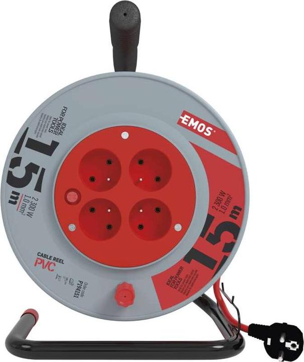 Actual product image Emos Extension Cable Reel with 4 Grounds 15m (P194151) (15 m, 1 mm²)