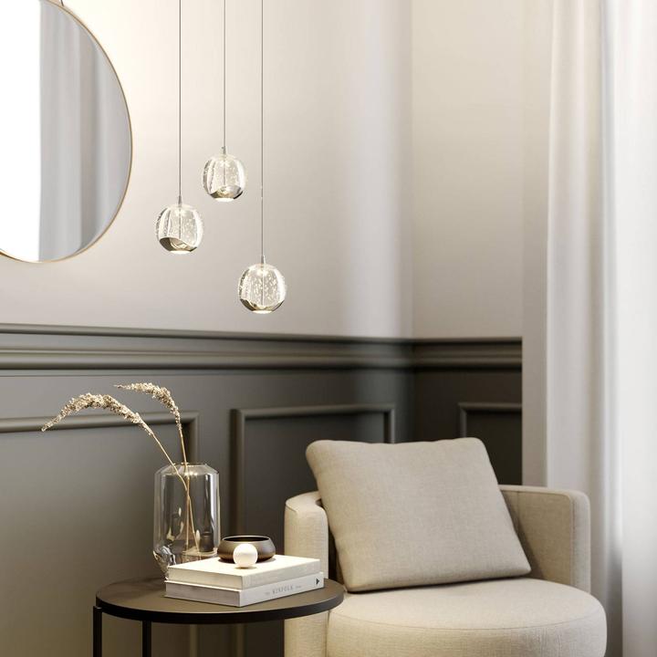 Actual product image Lucande Hayley 3 pendant light Clear/Chrome (1175 lm)