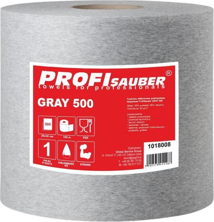 Actual product image Profi Sauber Gray nonwoven industrial cleaning cloth ProfiSauber GRAY 500