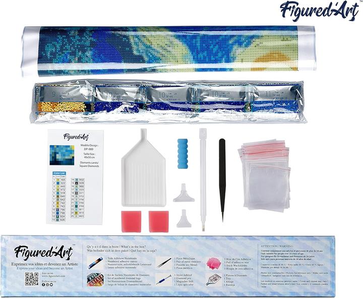 Image du produit Figured'Art Broderie Diamant - Oiseaux et Fleurs Blanches