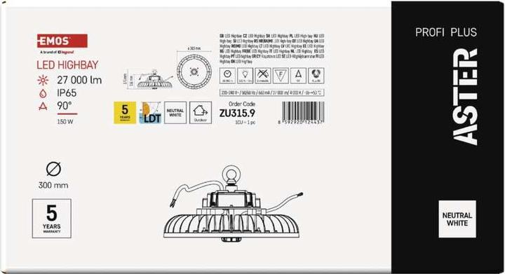 Produktbild Emos LED Hallenstrahler HIGHBAY ASTER 90° 150W