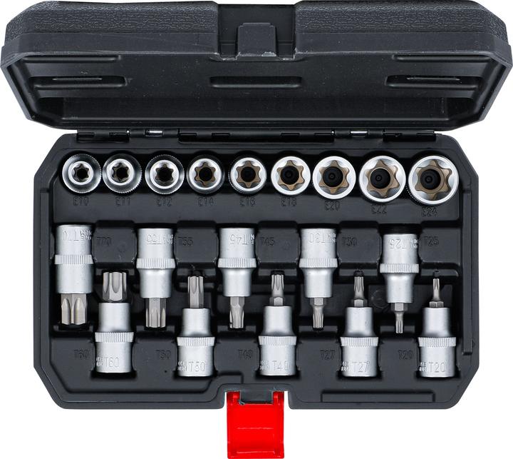 Image du produit BGS Bit Socket / Socket Set | 12.5 mm (1/2") Drive | T-Star (pour Torx) / E-Type | 19 pcs.