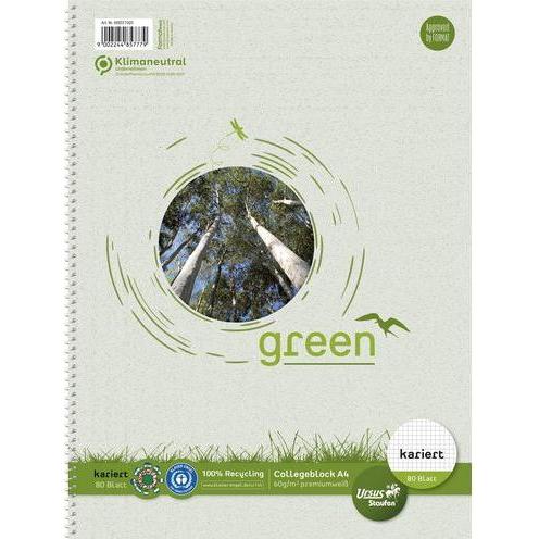Ursus, Heft + Block, Green Collegebook (A4, Kariert)