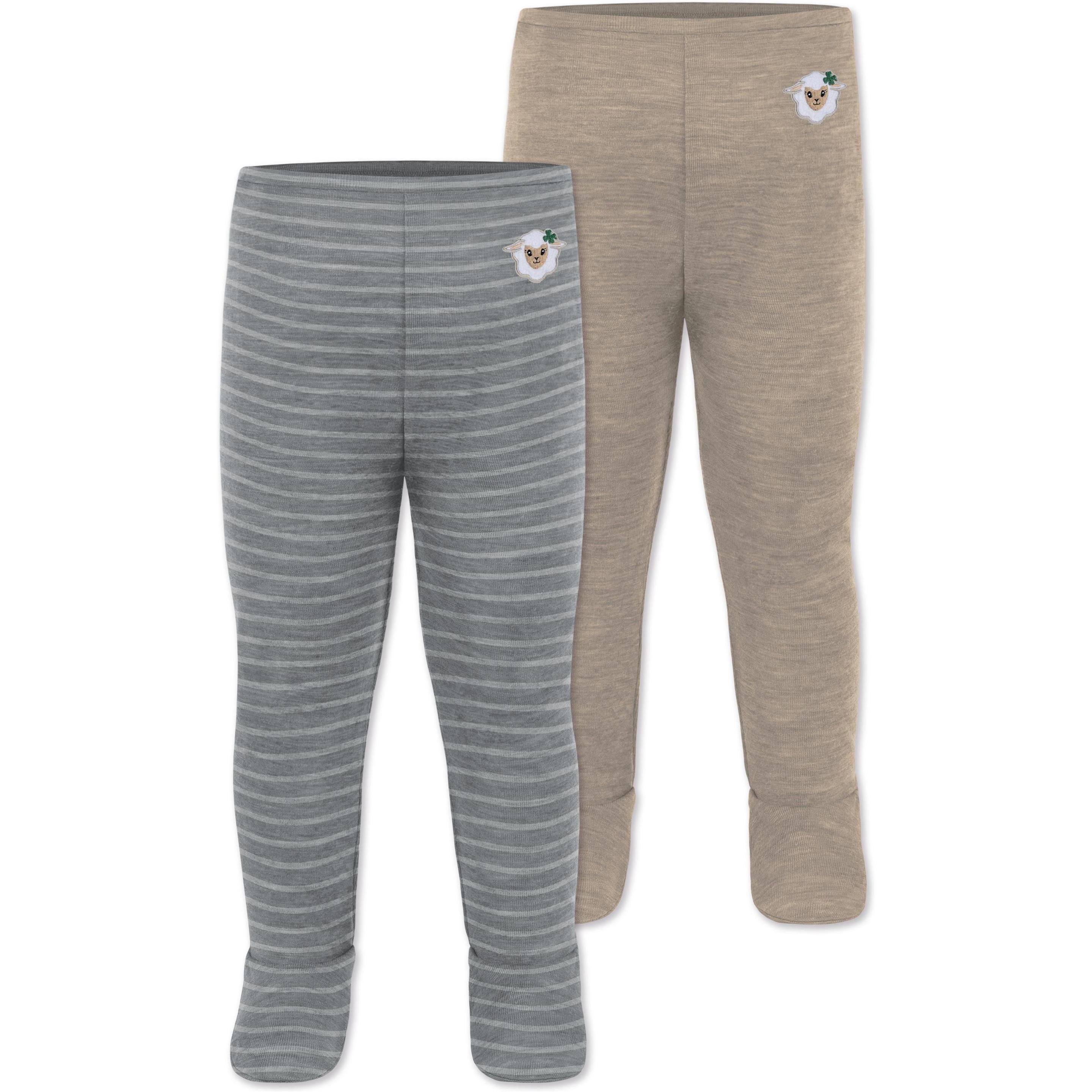 Normani, Herren, Funktionsunterhose, 2er Pack Baby Merino Unterhose mit Füssen - 9539 (80), Beige, 80