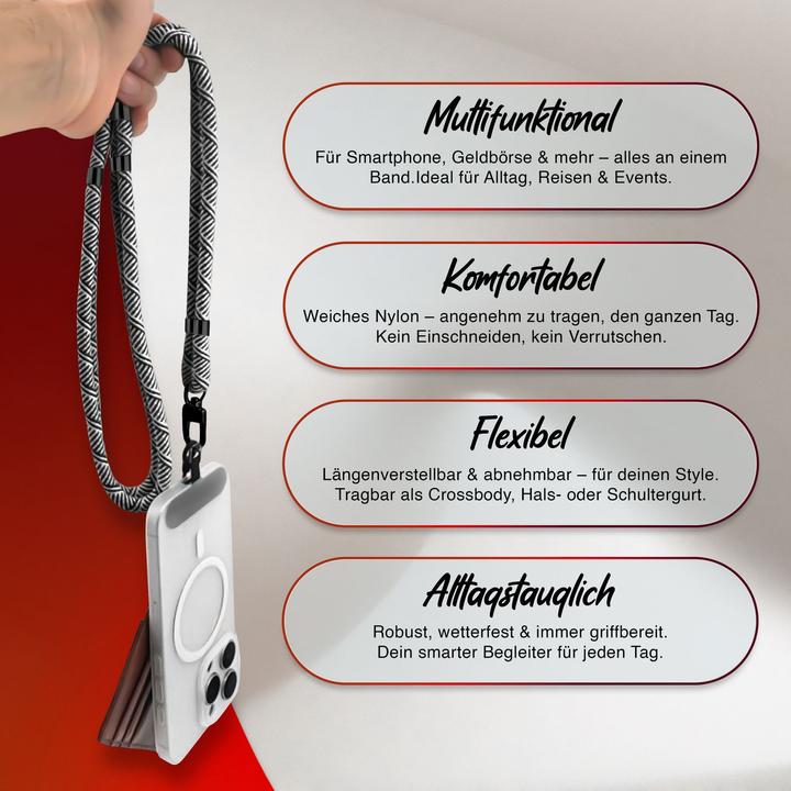 Produktbild Nalia HoldMe Lanyard Handykette - Universal Trageband für Smartphones - Verstellbar, Soft & Elastisch