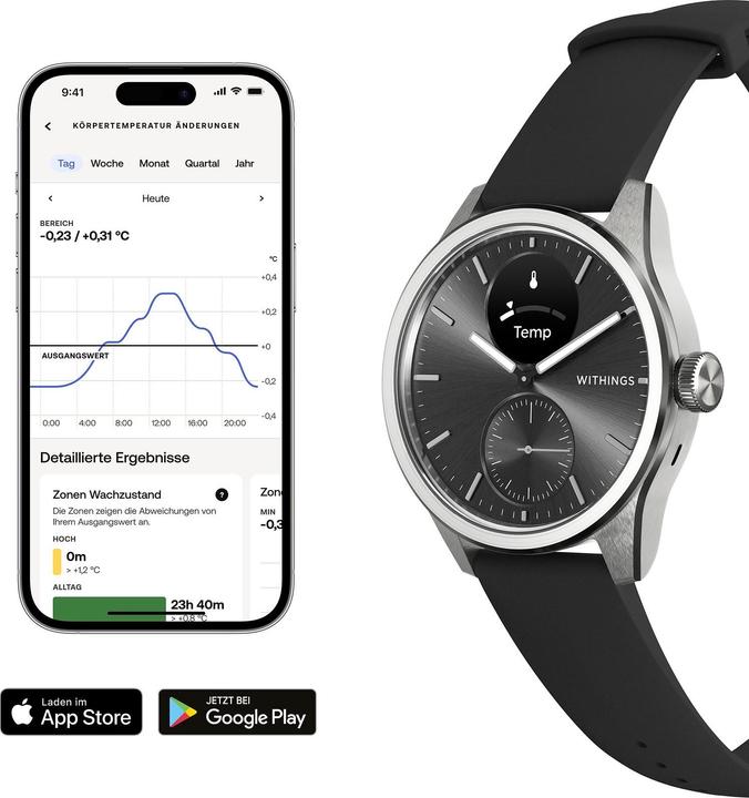 Produktbild Withings Unisexuhr Scanwatch 2 - 42mm black (Hybrid Uhr, 42 mm)