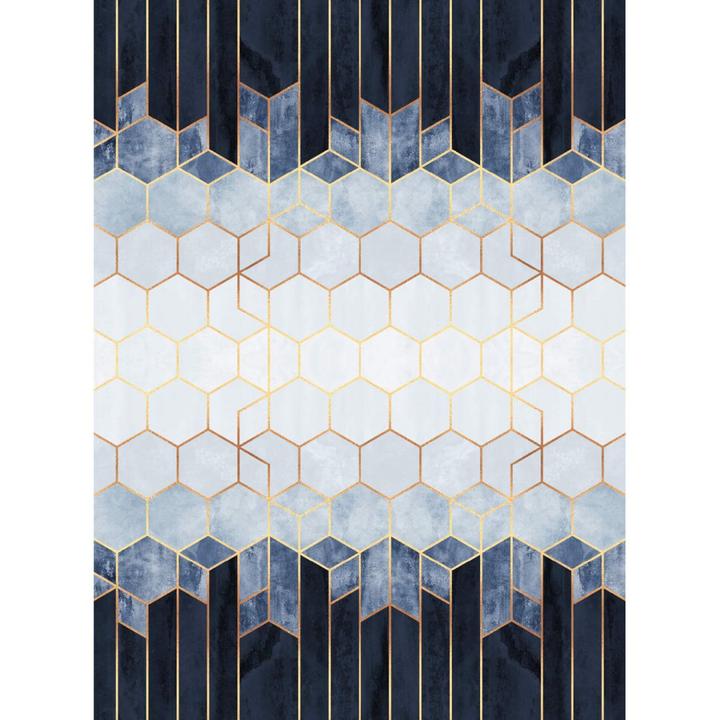 Actual product image Trenddeko Hexagons: blue and white (240 x 300 cm)