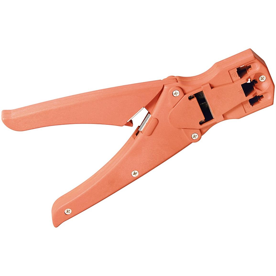 FixPoint, Zange, Crimpzange für Modularstecker inkl. Kabelschneider und Abisolierer, rot (30 mm)