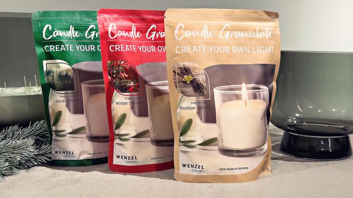 Actual product image Wenzel Kerzen-Sandgranulat mit Duft, Set mit 4 Dochten